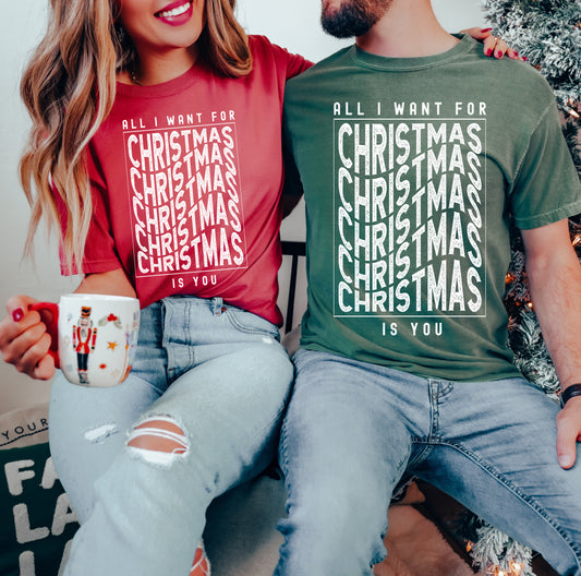 Comfort Colors or Bella Matching Couples Christmas Shirts/ All I Want For Christmas Is You