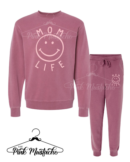 Mom Life Joggers/ Pigment Dyed Sweatshirt/ Set - Sold Separately