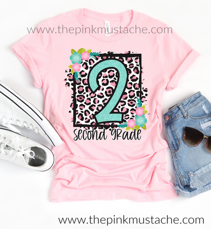 Back To School Tees / Floral Leopard Designs / Pre-Kindergarten - 6th Grade