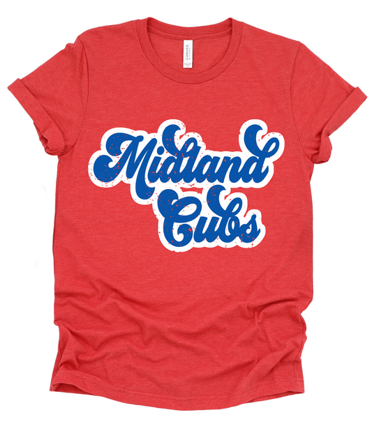 Midland Cubs Soft Style Tee/ Front and Back Printing - Script