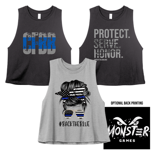 Cropped CFBB Monster Games Tanks/ Optional Back Printing