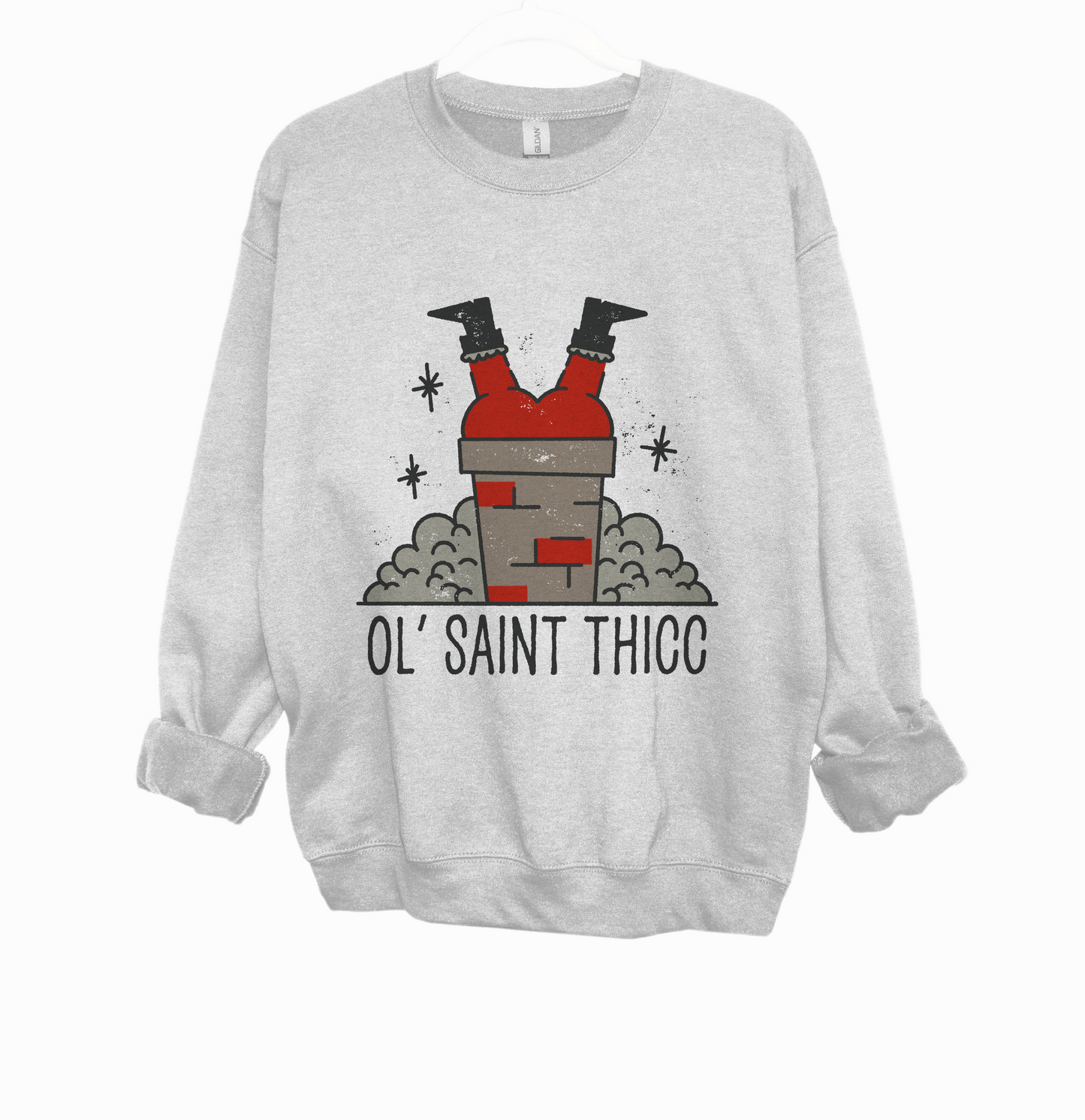 Gildan or Bella Canvas Gray Ol' Saint Thicc Sweatshirt /Funny Christmas Sweatshirt /  Youth and Adult Sizes Available