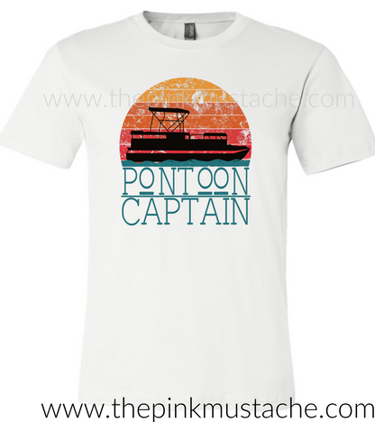 Mens Pontoon Captain Shirt / Retro Print Pontoon Tee