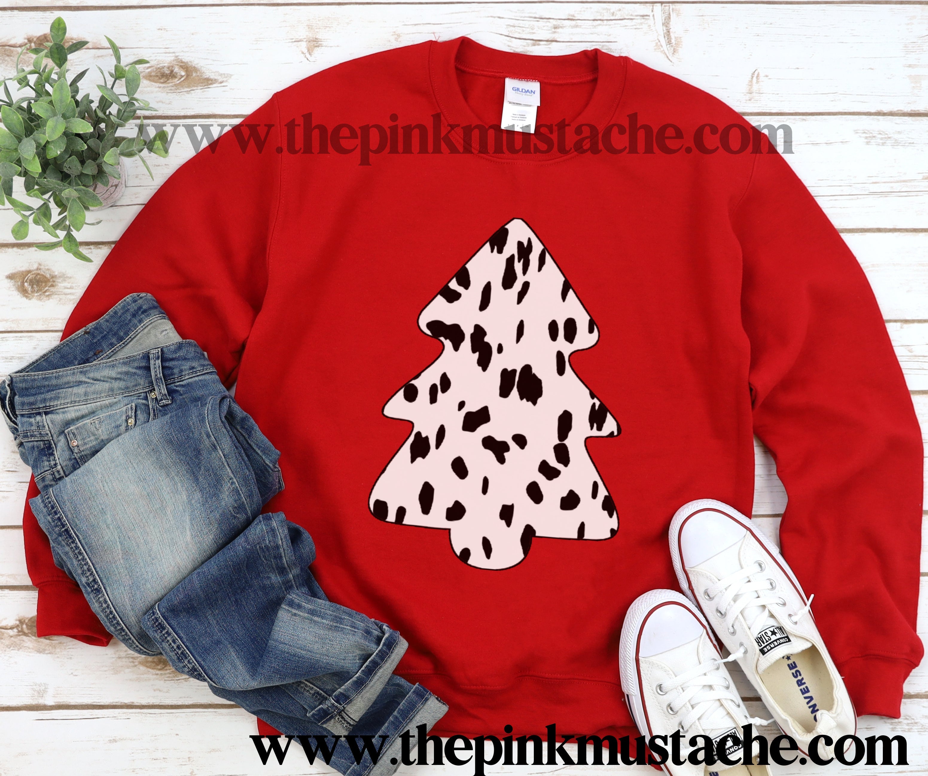 Dalmatian Christmas Tree Sweatshirt Filled Christmas Tree Dalmatian Print Sweatshirt Toddler Youth and Adult Christmas Sweater