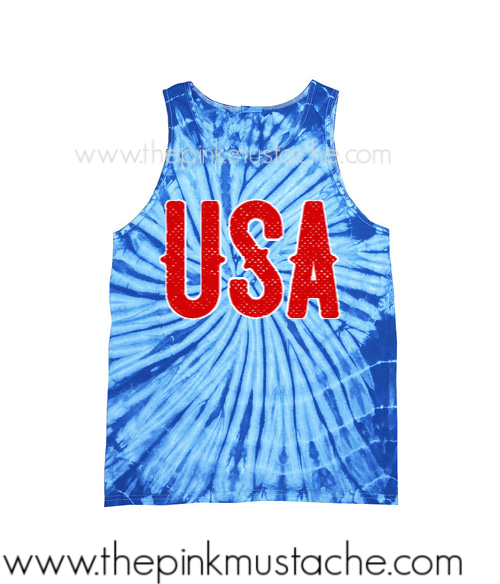 USA Memorial Tie Dye Tank / July 4th Tank/ USA Tank / Merica Tank Top/ Tie Dyed Tank