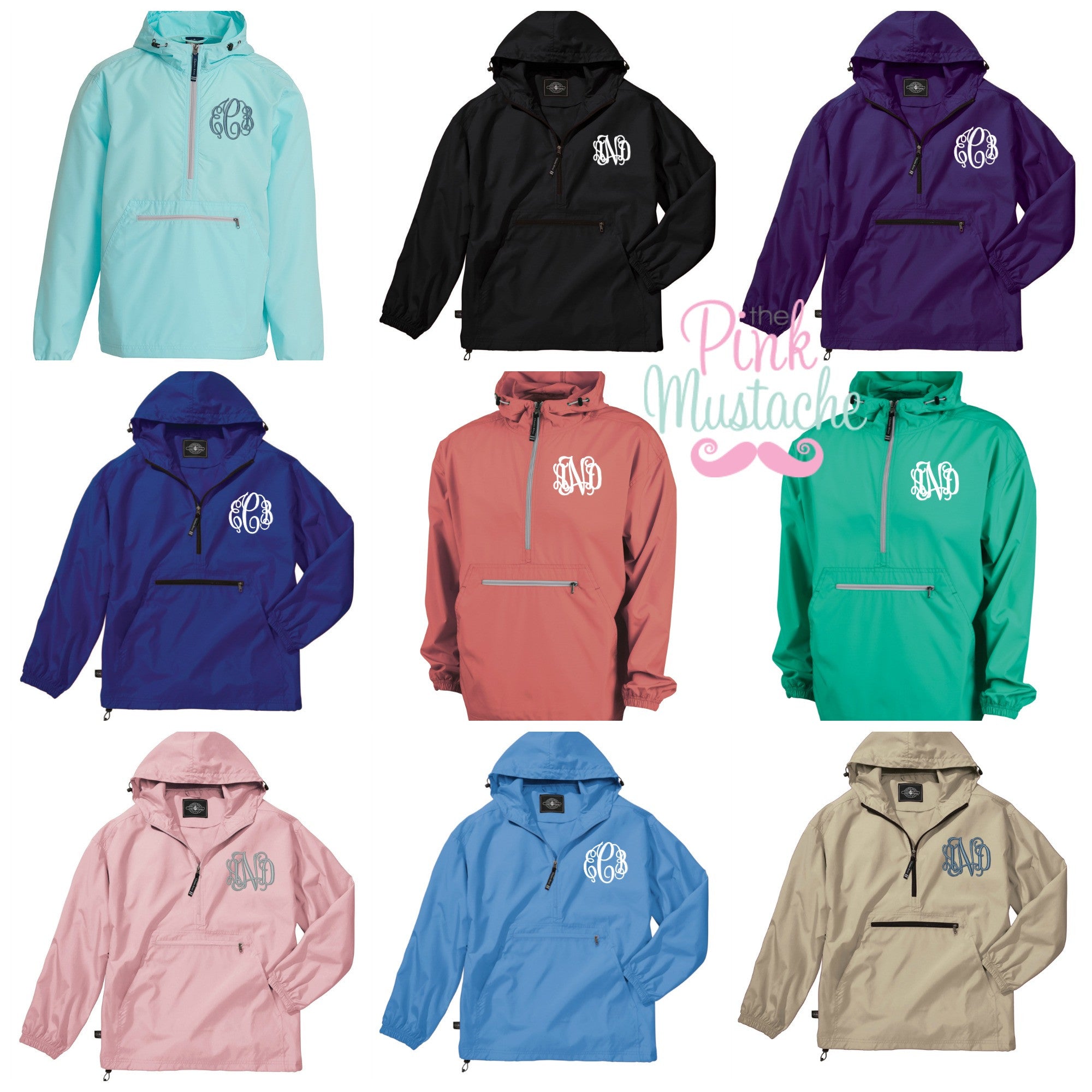 SALE Charles River Monogrammed Rain Jacket Windbreaker Pack and Go Pullover